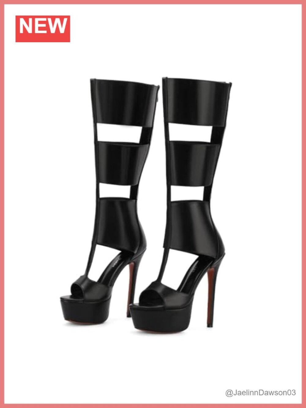 Faux Leather Gladiator Open Toe Knee High Platform Heels Women's Summer Sandals